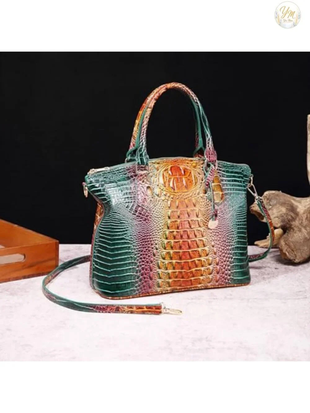 Satchel Purse for Women, Vegan Leather Crocodile Embossed Handbag, Shoulder